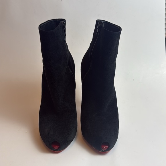 Christian Louboutin Elegant Black Suede Sock Ankle Boots Size 38 - Picture 2 of 11